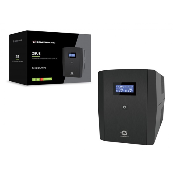 Conceptronic 1500VA ZEUS08E 6x IEC C13 line-interaktív RJ45 vonalvédelem HID USB Szünetmentes Fekete Conceptronic 1500VA ZEUS08E 6x IEC C13 line-interaktív RJ45 vonalvédelem HID USB Szünetmentes Fekete