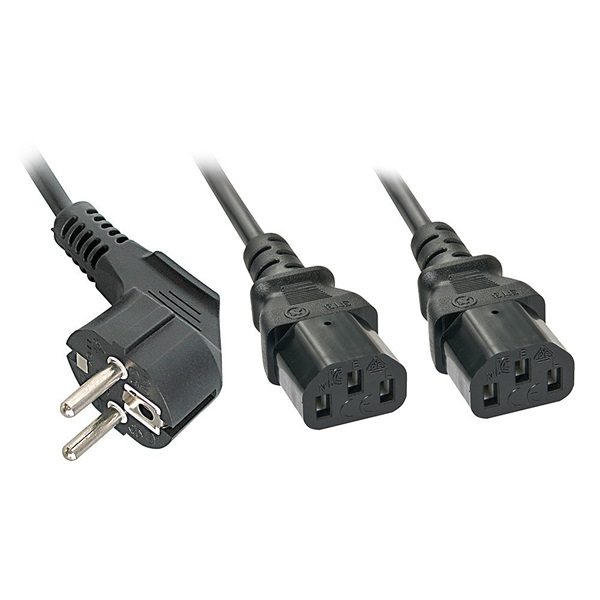 Lindy Y-Tápkábel Schuko - 2x C13, 2m (30048)