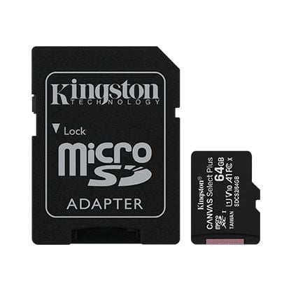 Kingston Canvas Select Plus 64GB microSDXC CL10 memóriakártya + adapter