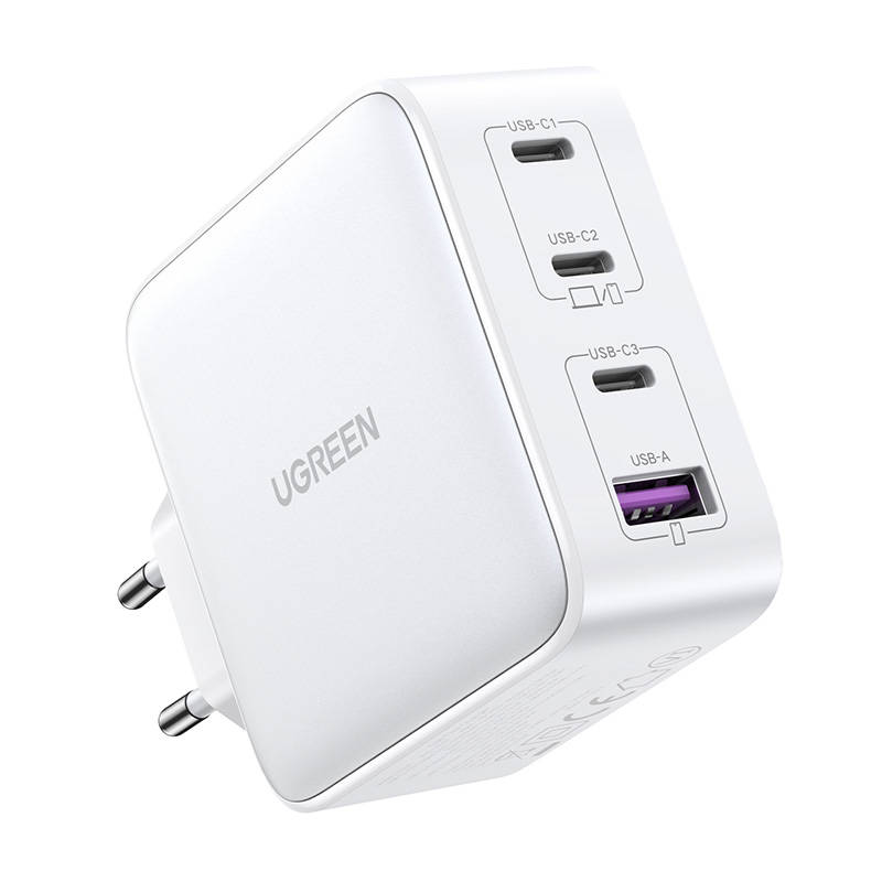 Charger UGREEN 15337 Nexode, 3xUSB-C, USB-A 3.0, PD3.0, QC4.0, GaN, 100W (white)