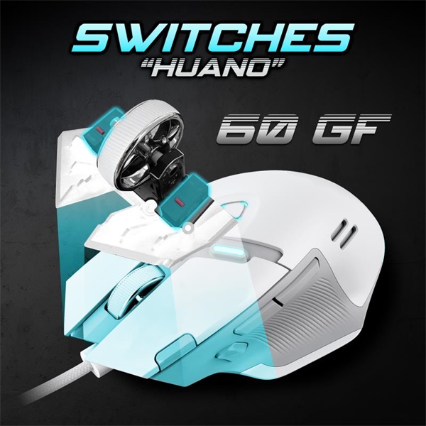 Spirit of Gamer   ELITE-M60 White Optikai 20000 DPI 1000Hz 9 programozható gomb RGB vezetékes Egér Fehér