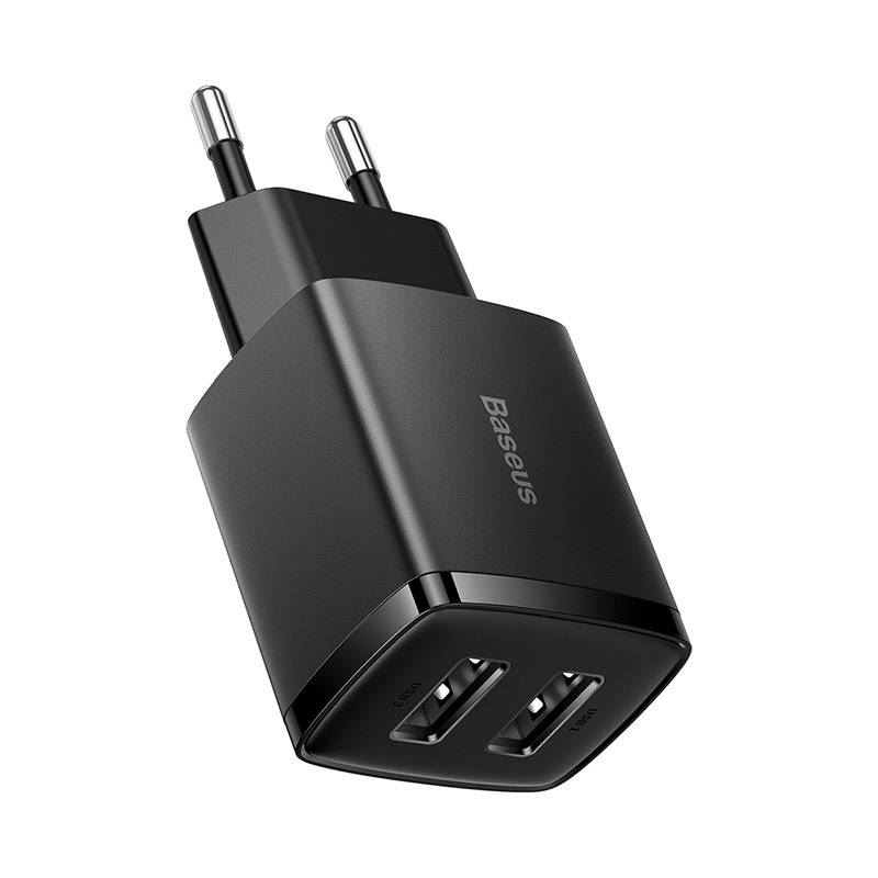 Baseus kompakt gyorstöltő 2x USB 10.5W fekete (CCXJ010201) Baseus kompakt gyorstöltő 2x USB 10.5W fekete (CCXJ010201)