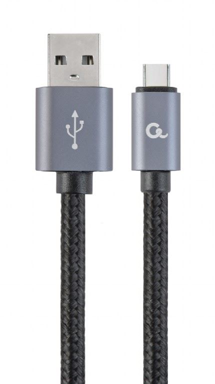 Gembird USB-A - Type-C harisnyázott kábel 1.8m fekete-szürke (CCB-mUSB2B-AMCM-6)