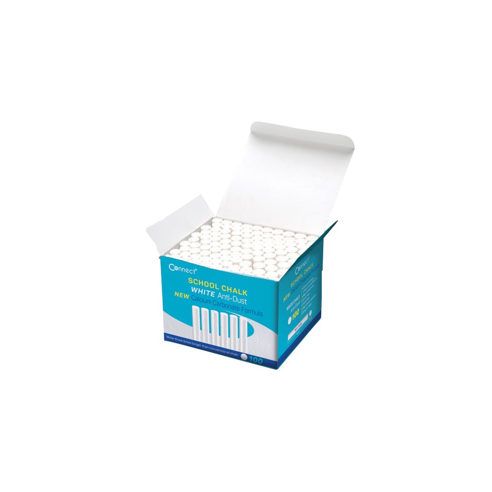 Connect Táblakréta kerek pormentes, vastag 100 db/doboz,  fehér (000025318)