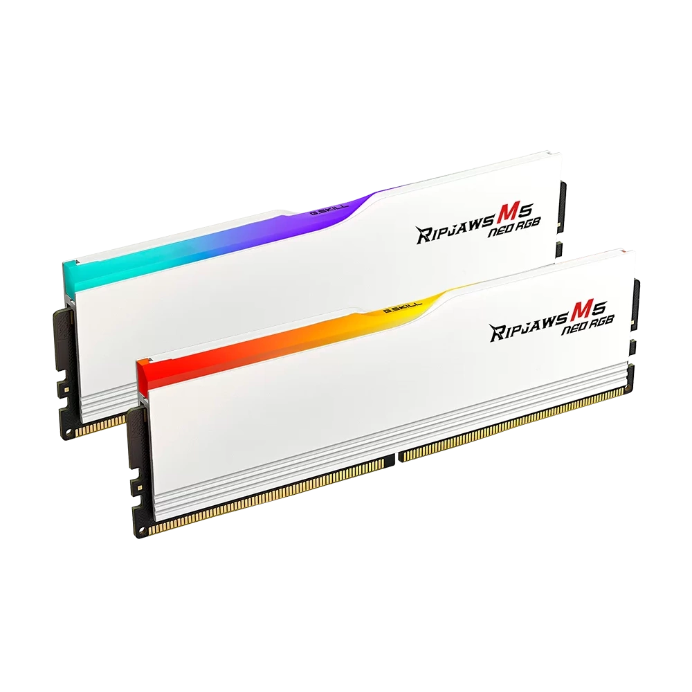 G.SKILL Ripjaws M5 Neo DDR5-6400Mhz CL32-40-40-102 1.40V 32GB Kit2 (2x16GB)AMD EXPO Memória Fehér