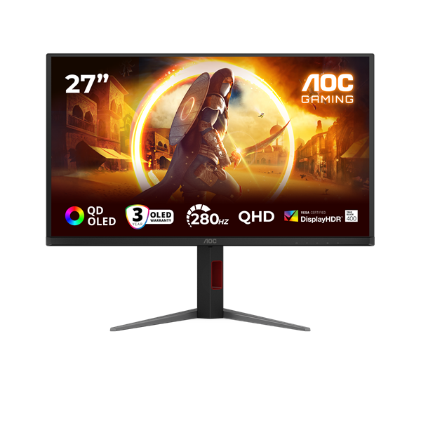 AOC Gaming OLED monitor 27" Q27G4ZD, 2560x1440, 16:9, 250cd/m2, 0,03ms, 280Hz, 2xHDMI/DP/4xUSB-A, áll.mag.,pivot