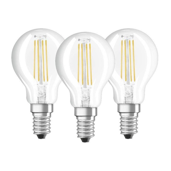 Osram BASE LED fényforrás E14 4W kisgömb 4000K átlátszó üveg (3db) (4058075819733)