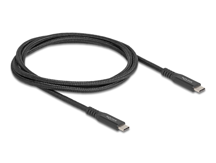 Delock USB 20 Gbps kábel USB Type-C  apa - apa PD 3.0 100 W E-Marker 1 m fekete fém (80024)