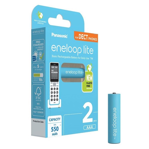 Panasonic Eneloop Lite 1.2V AAA 550mAh akku 2db (BK4LCCE-2DE-N)