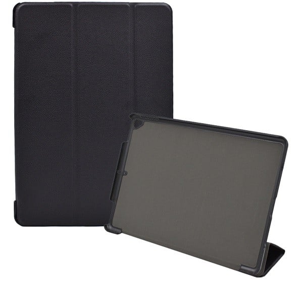 Tok álló, bőr hatású (aktív FLIP, oldalra nyíló, TRIFOLD asztali tartó funkció) FEKETE [Apple IPAD 10.2 (2021)]