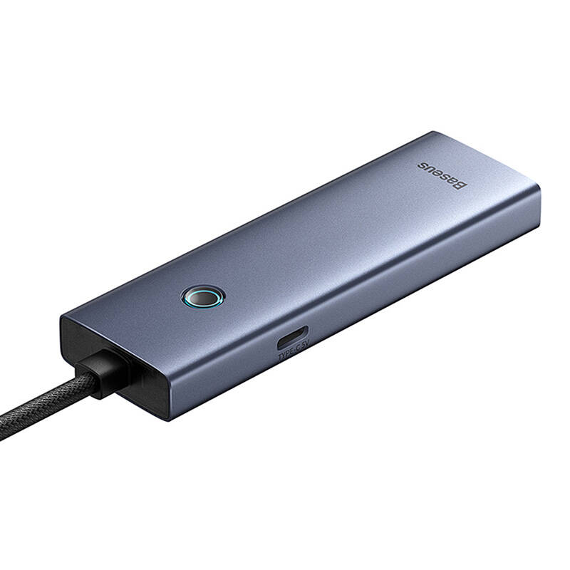 Hub Baseus UltraJoy Series Lite 4-Port (USB to USB 3.0*3+RJ45*1+USB-C 5V) (gray)