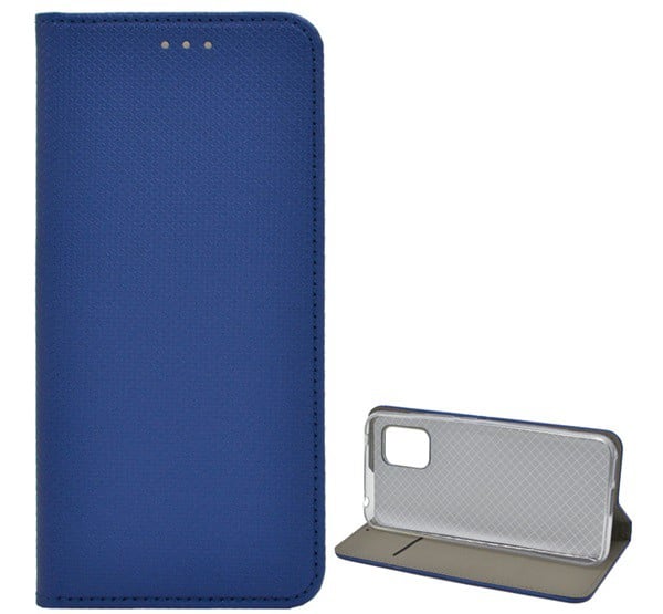 Tok álló, bőr hatású (FLIP, oldalra nyíló, asztali tartó funkció, rombusz minta) SÖTÉTKÉK [Xiaomi Mi 10 Lite 5G]