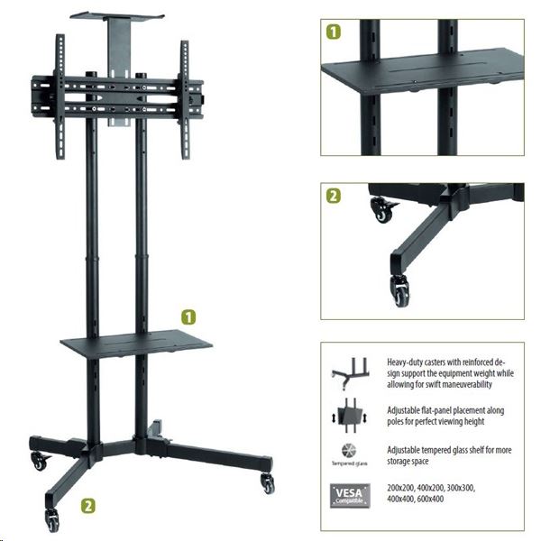 Sunne S112 gurulós TV állvány 37"-70" max 50kg fekete