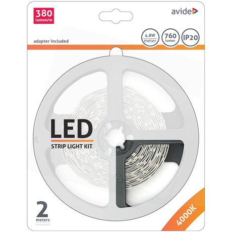 Avide ABLSBL12V2835-60NW LED SZALAG BLISZTER 12V 4.8W SMD2835 60LED/M 4000K IP20 2m Avide ABLSBL12V2835-60NW LED SZALAG BLISZTER 12V 4.8W SMD2835 60LED/M 4000K IP20 2m