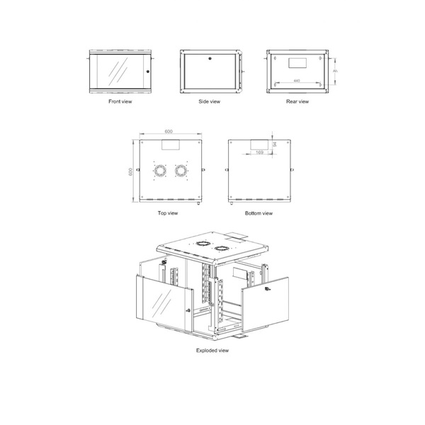 Equip Fali Rackszekrény   EPM-09-6060-G-CBAA  19"  9U  600x600mm előre szerelt Szürke 