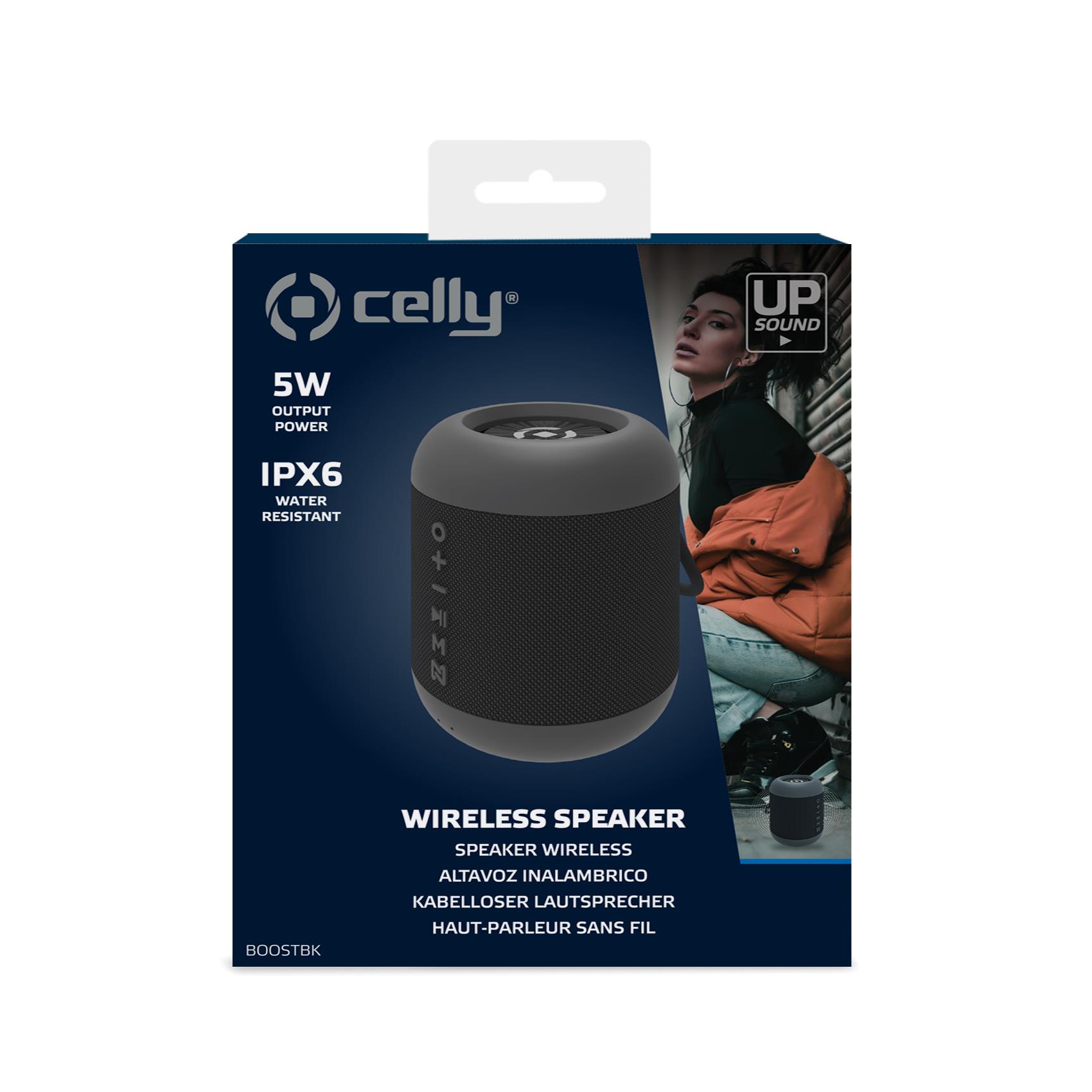 Celly Boost hordozható, vízálló Bluetooth hangszóró, TWS, 5W, 4óra üzemidő, fekete Celly Boost hordozható, vízálló Bluetooth hangszóró, TWS, 5W, 4óra üzemidő, fekete