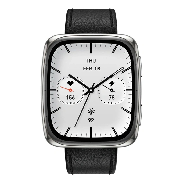 Amazfit Active 2 (Square) Black Leather Permium NFC okosóra Fekete