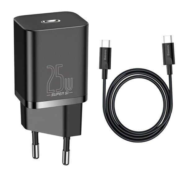 BASEUS hálózati töltő Type-C aljzat (10V / 3000mA, 25W, PD gyorstöltés támogatás + Type-C kábel) FEKETE (CCCJG25CE_B) BASEUS hálózati töltő Type-C aljzat (10V / 3000mA, 25W, PD gyorstöltés támogatás + Type-C kábel) FEKETE (CCCJG25CE_B)