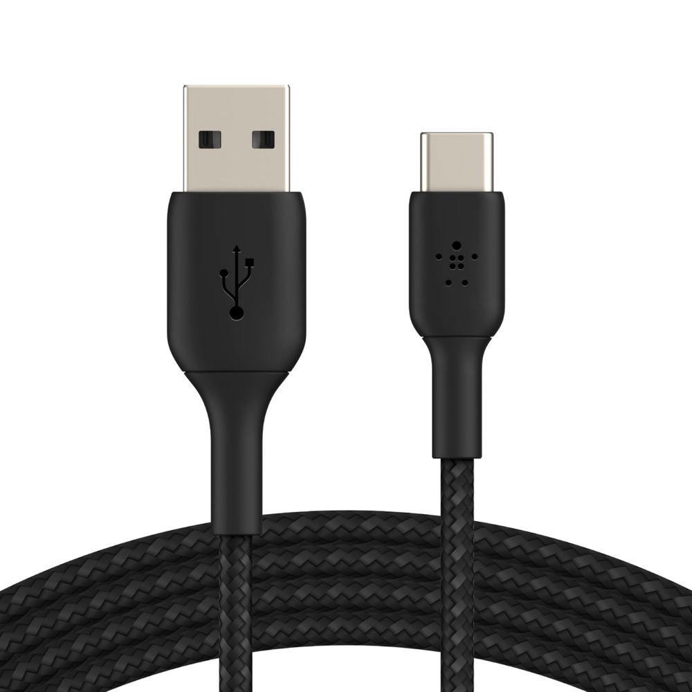 Belkin BOOST CHARGE USB-C - USB-A harisnyázott kábel 15cm fekete (CAB002bt0MBK)