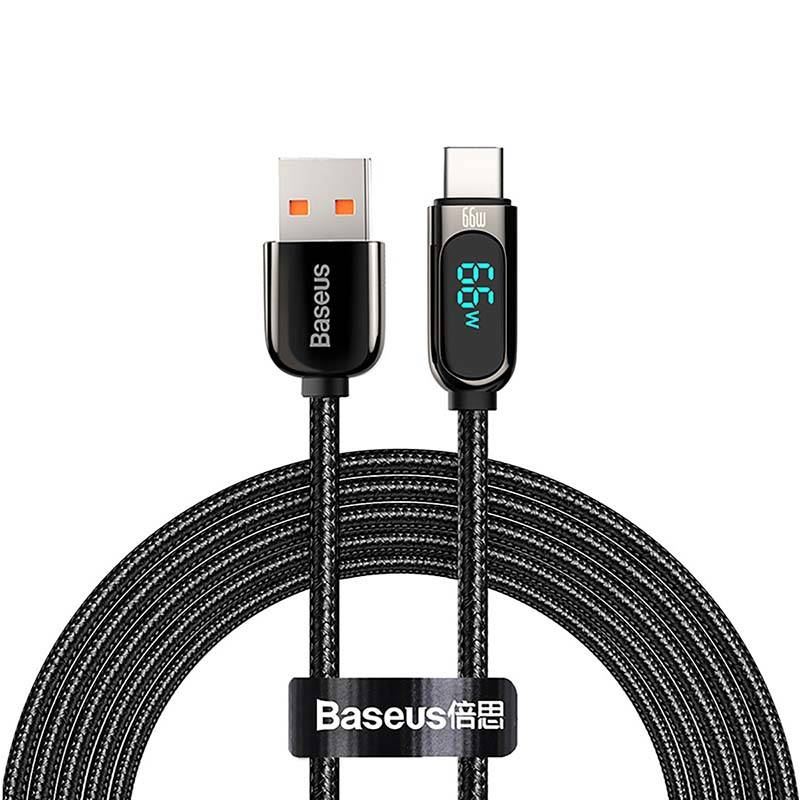 Baseus USB-A --> USB-C kábel kijelzővel 2m fekete (CASX020101) Baseus USB-A --> USB-C kábel kijelzővel 2m fekete (CASX020101)