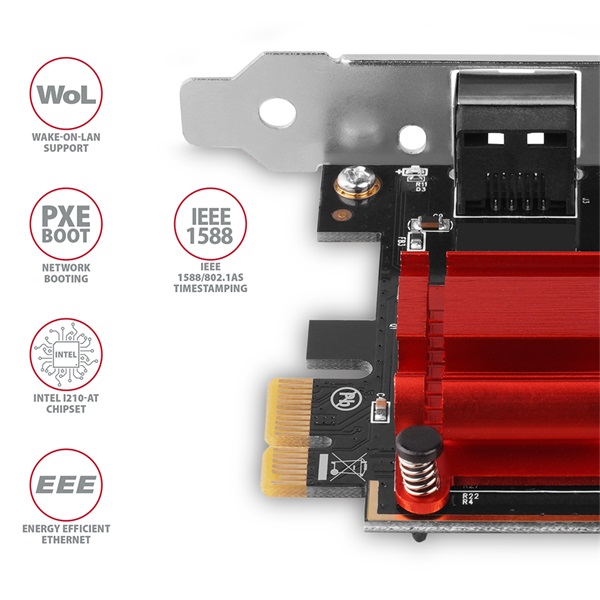 Axagon Gigabit Ethernet 1 sávos PCI-Express kártya (PCEE-GIX)