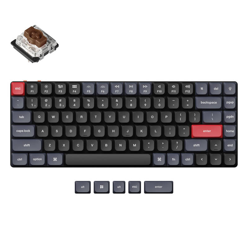 Keychron K3 Pro Brown Switch vezeték nélküli, alacsony profilú mechanikus billentyűzet (fekete) [K3P-A3].