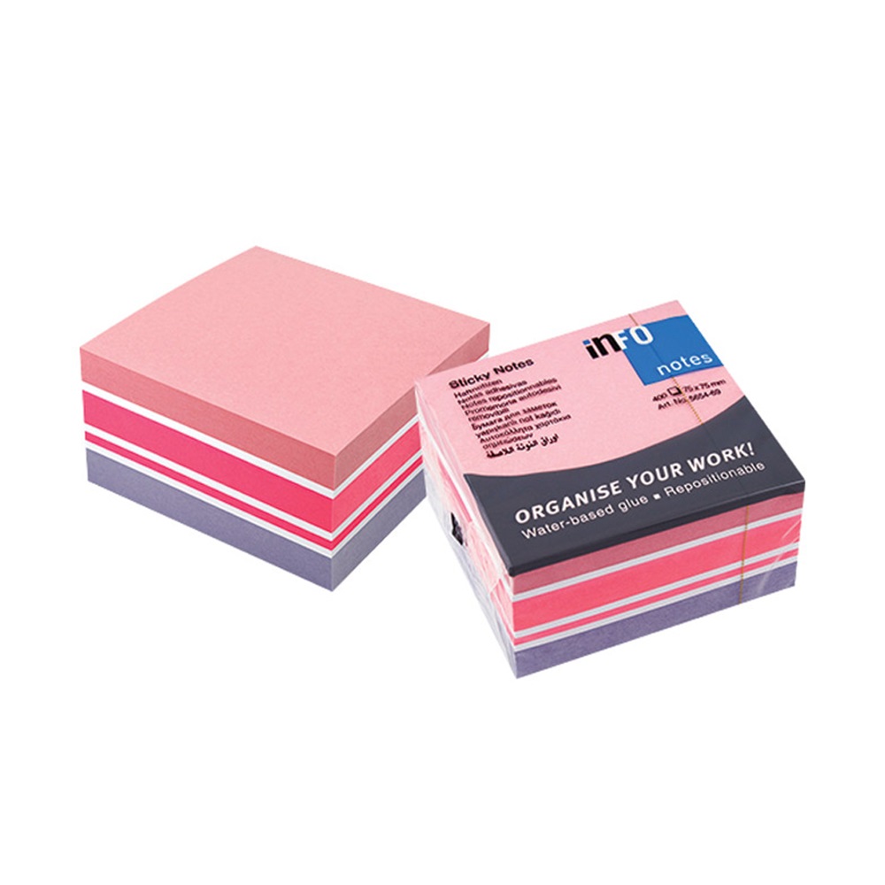 Info Notes Jegyzettömb öntapadó, 75x75mm, 400lap, pasztell fehér,pink, lila (5654-69) Info Notes Jegyzettömb öntapadó, 75x75mm, 400lap, pasztell fehér,pink, lila (5654-69)