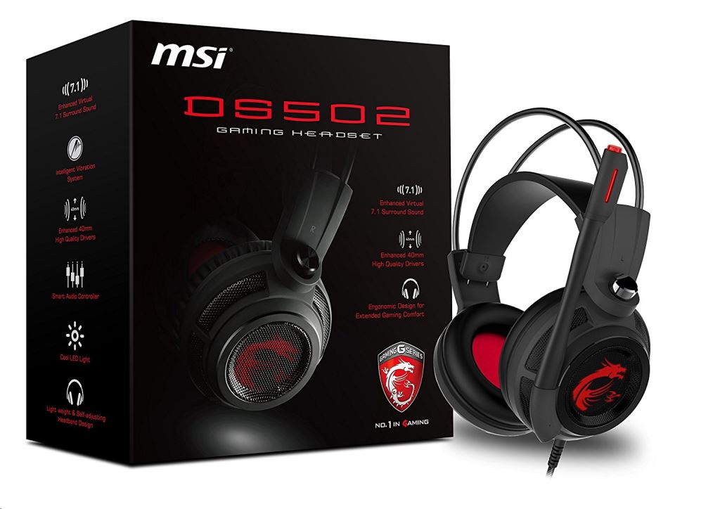 MSI DS502 7.1 GAMING Headset mikrofonos fülhallgató fekete-piros 