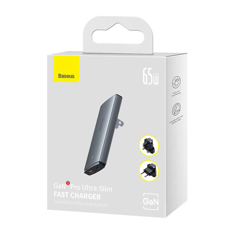 Baseus GaN5 Töltő 65W + USB-C + USB-A
