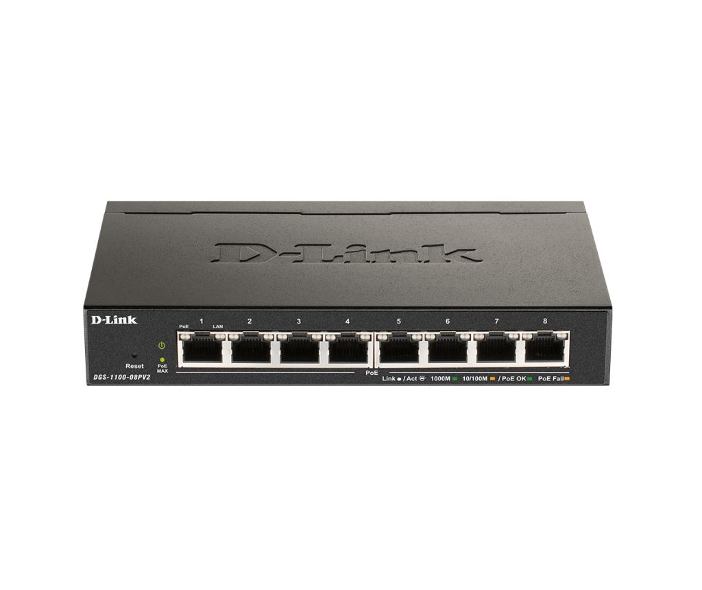 D-Link DGS-1100-08PV2 10/100/1000Mbps 8 portos PoE switch D-Link DGS-1100-08PV2 10/100/1000Mbps 8 portos PoE switch