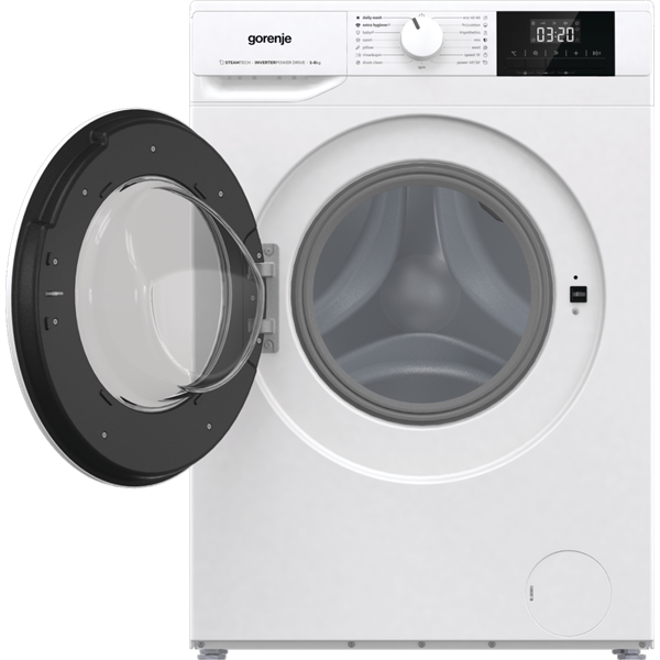 Gorenje WNGPI61SBS Elöltöltős keskeny mosógép – 6 kg, 1000 ford./perc, B Energiaosztály, Gőz technológia