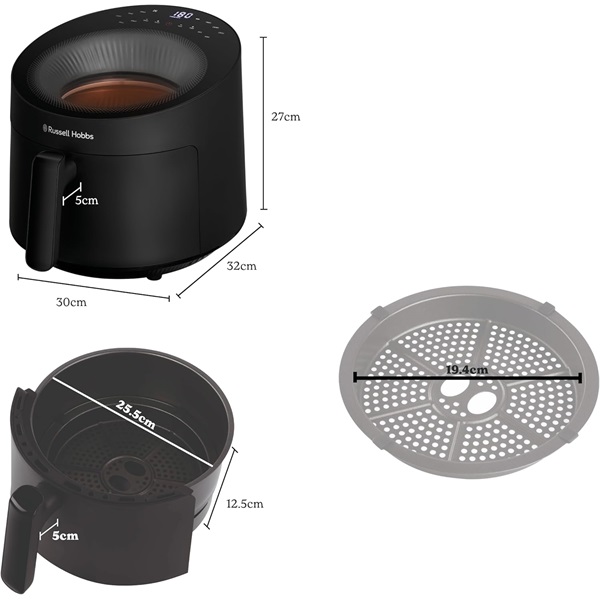 Russell Hobbs 27420-56/RH Panoramic airfryer  5 L forrólevegős sütő Fekete 