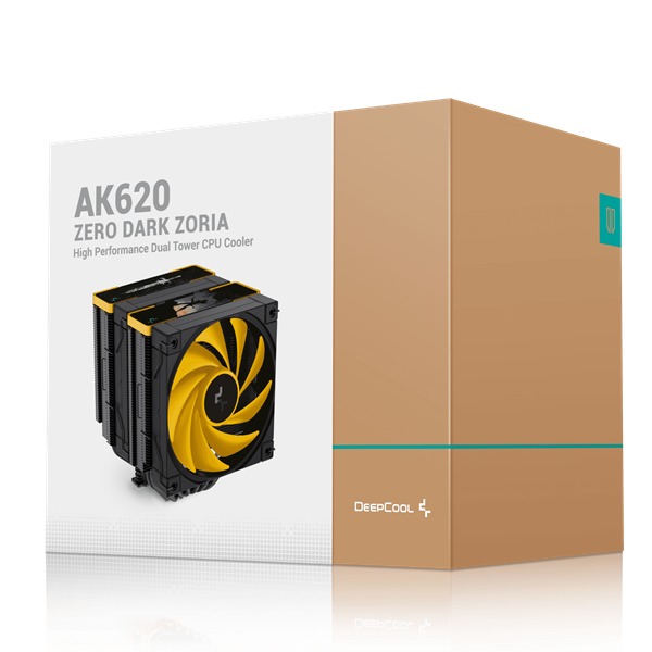 DeepCool CPU Cooler - AK620 Zero Dark Zoria (28 dB; max, 117,21 m3/h; 4pin csatlakozó, 6 db heatpipe, 2x12cm, PWM)