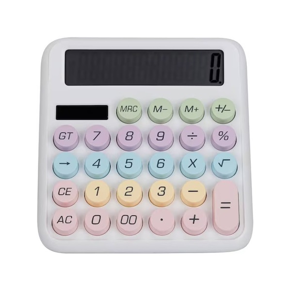 BLACKBIRD Számológép döntött kijelző  színes nagy gombok Fehér