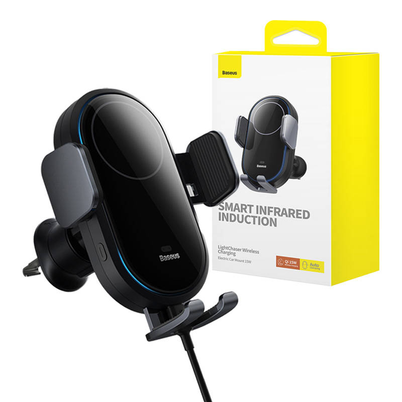 car holder with inductive charger Baseus LightChaser  (Black) car holder with inductive charger Baseus LightChaser  (Black)