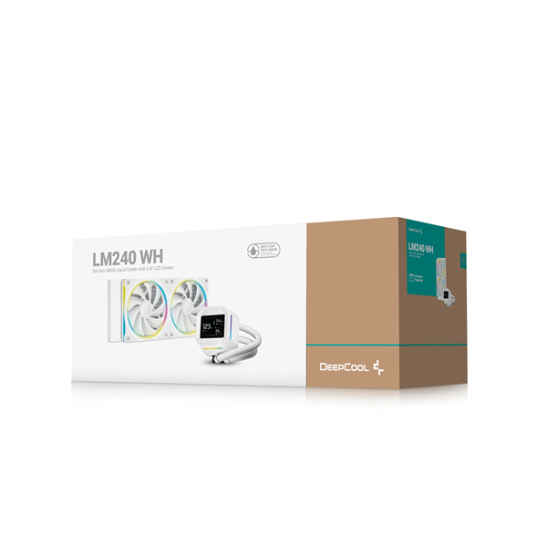 DeepCool  LM240 WH max 36.07dB  max. 112,52 m3/h  2x12cm LED kijelző CPU Water Cooler Fehér