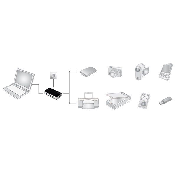 Digitus USB 3.0 4 portos Hub fekete (DA-70231)