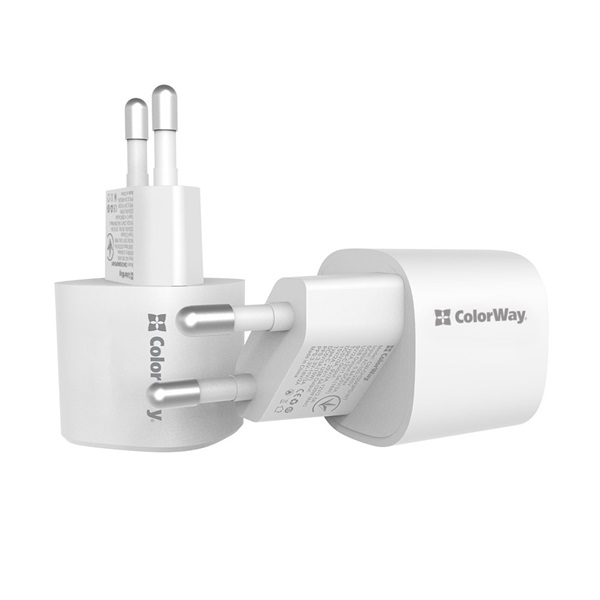 COLORWAY CW-CHS043PD-WT GaN3 Power Delivery Port PPS USB (Type-C PD + USB QC3.0) (33W) USB töltő adapter Fehér COLORWAY CW-CHS043PD-WT GaN3 Power Delivery Port PPS USB (Type-C PD + USB QC3.0) (33W) USB töltő adapter Fehér