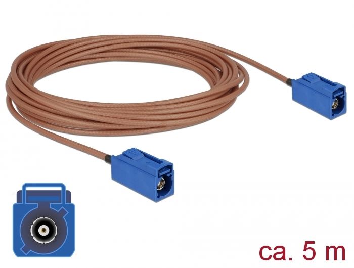 Delock FAKRA C-hüvely > FAKRA C-hüvely RG-316 antenna kábel 5m