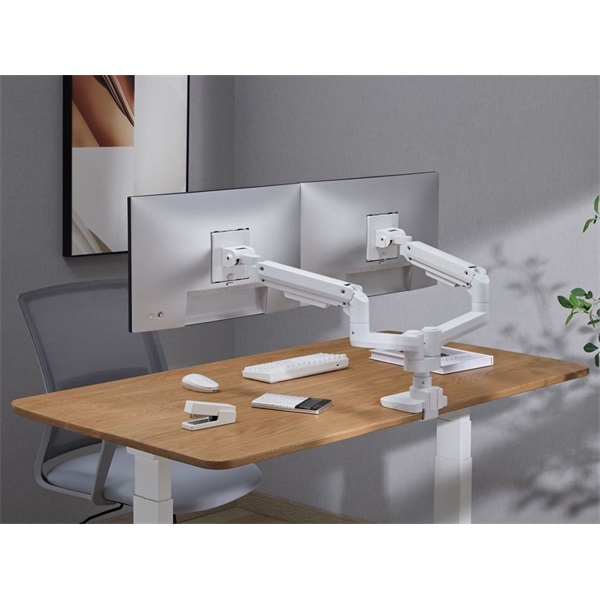 Equip  650183  17"-35"  2 monitor dönthető forgatható  Max.: 2x20kg Monitor Asztali konzol   fehér 