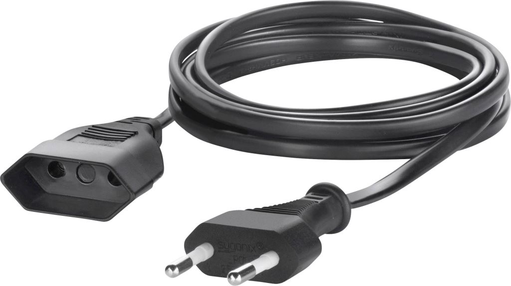 Sygonix SY-5042682 Áram Hosszabbítókábel Fekete 2.00 m Sygonix SY-5042682 Áram Hosszabbítókábel Fekete 2.00 m
