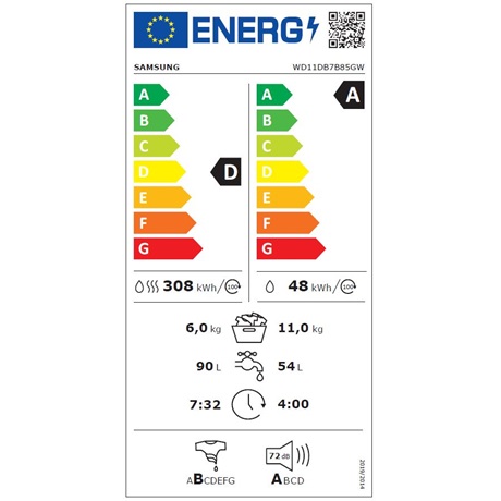 Samsung WD11DB7B85GWU4 MOSÓ-SZÁRÍTÓGÉP