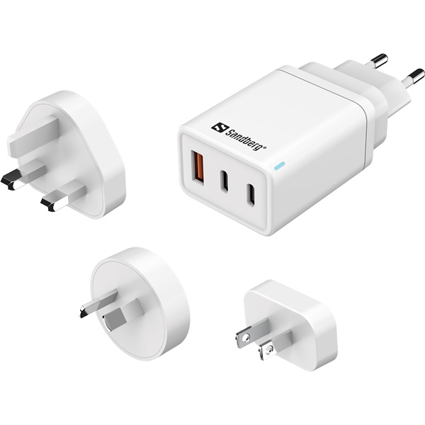 Sandberg Telefon töltő 3in1 TravelCharger USB-C/A 65W Sandberg Telefon töltő 3in1 TravelCharger USB-C/A 65W