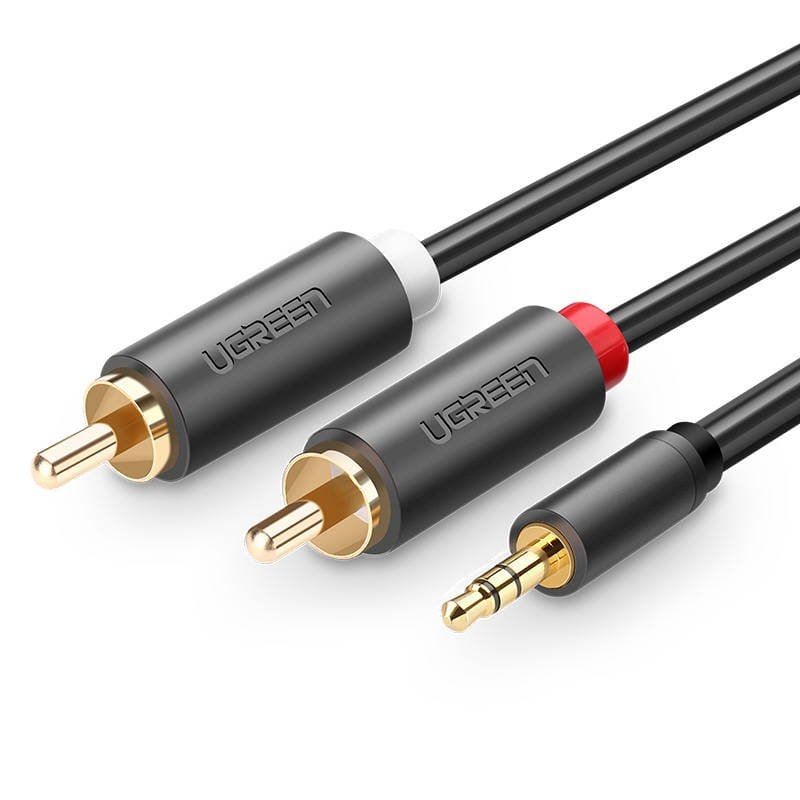 UGREEN AV102 2x RCA Cinch- jack 3,5 mm kábel 2m fekete (10510) UGREEN AV102 2x RCA Cinch- jack 3,5 mm kábel 2m fekete (10510)