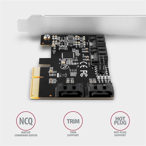 Axagon 4x SATA port bővítő kártya PCIe (PCES-SA4X4)
