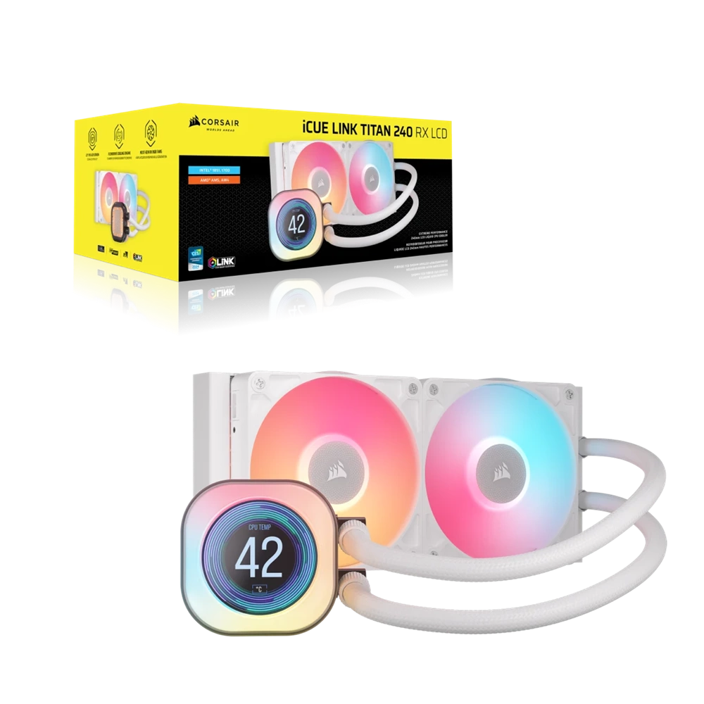 Corsair iCUE LINK TITAN 240 RX LCD Liquid CPU Cooler Fehér
