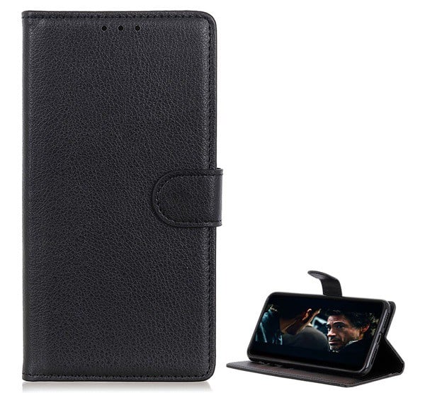 Tok álló, bőr hatású (FLIP, oldalra nyíló, asztali tartó funkció, prémium) FEKETE [Honor X10 5G]