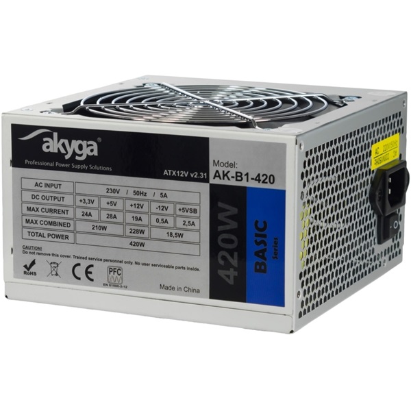Akyga 420W Basic tápegység 12cm ventilátor (AK-B1-420)