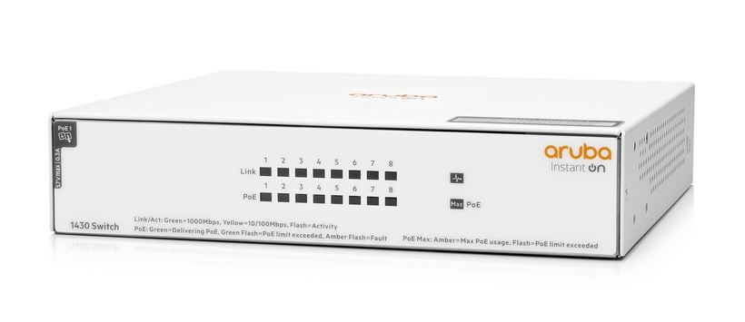 HPE Aruba Instant On 1430 8 port GbE PoE switch (R8R46A)