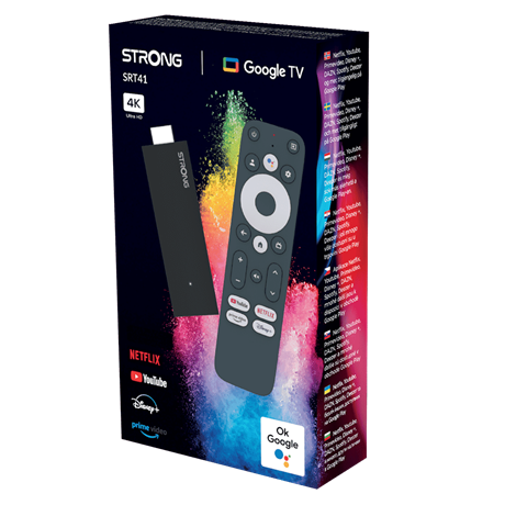 Strong SRT41  GOOGLE TV  4K UHD STICK MULTIMÉDIA LEJÁTSZÓ GOOGLE TV 4K UHD USB STICK